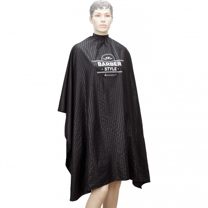 Пеньюар для стрижки DEWAL BARBER STYLE, полиэстер, полоска 140х158 см, на крючках AA02BS Пеньюар для стрижки DEWAL BARBER STYLE, полиэстер, полоска 140х158 см, на крючках AA02BS